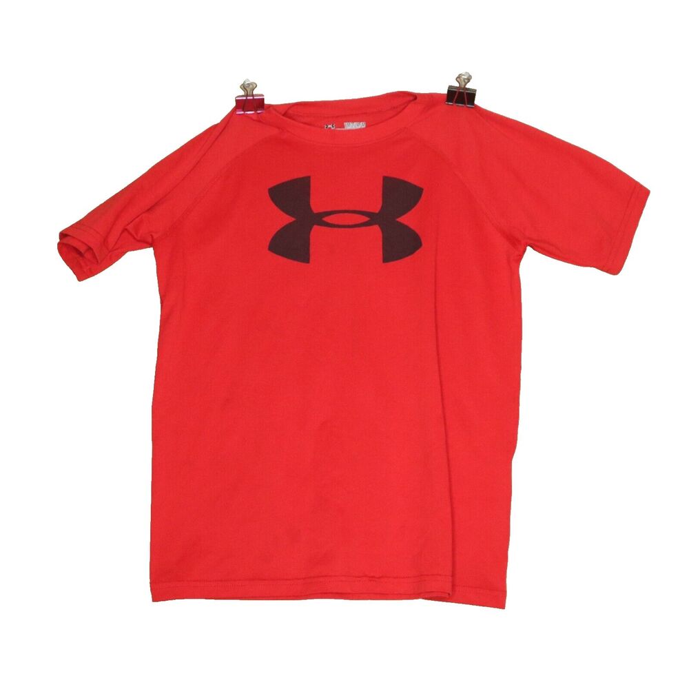 Under Armour T Shirt Junior Youth Unisex YMD Heat Gear Red Poly Loose Fit
